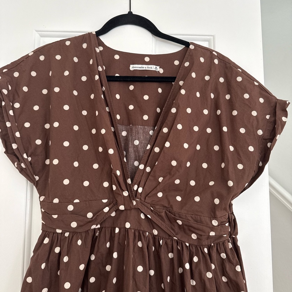 Abercrombie & Fitch Brown Polka Dot Midi Dress - Picture 3 of 7